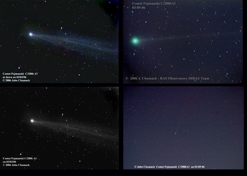 New Comet Pojmanski C/2006A1 03-05-06 currently visible at 5.5 magnitude due East just before dawn.