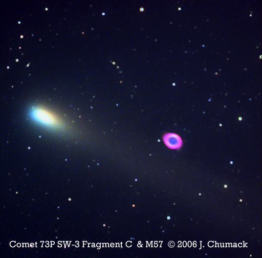 Comet 73P Schwassmann-Wachmann 3 Passes M57 The Ring Nebula on 05-08-06 04:06:40.692 U.T.