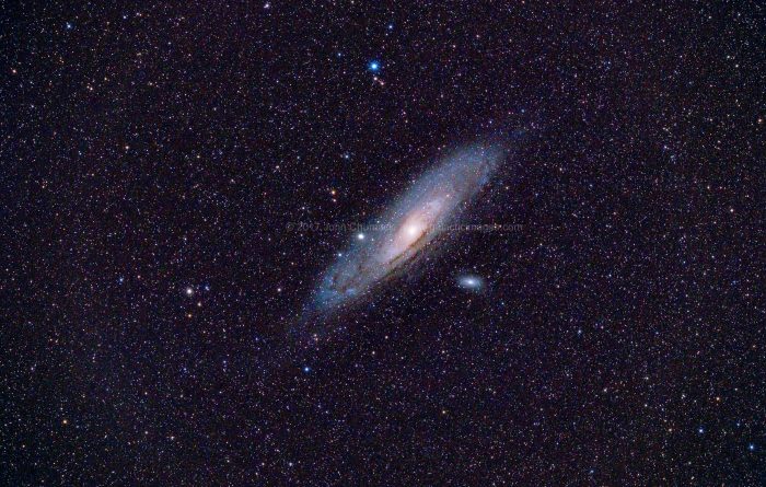 M31, M32, M110 The Andromeda Spiral Galaxy Wide Angle