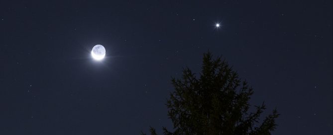 The waning crescent Moon and The Planet Venus and the Beehive Cluster joining together in the early morning sky on 09-14-2020