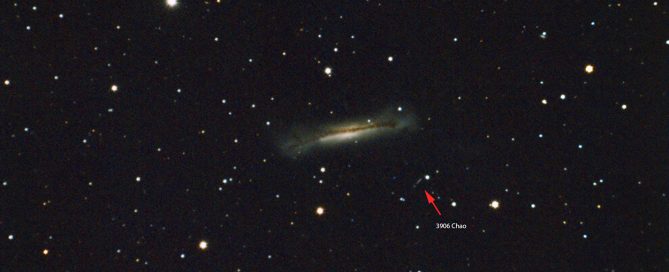 NGC3628 Edge on Galaxy with Asteroid 3906 Chao