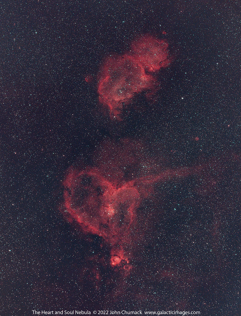 The Heart and Soul Nebula in Cassiopeia