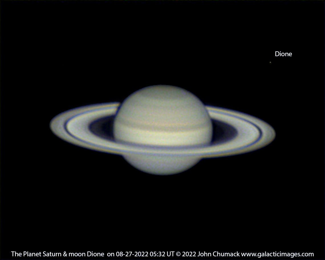The Planet Saturn with its 10th magnitude moon Dione on 08-20-2022,