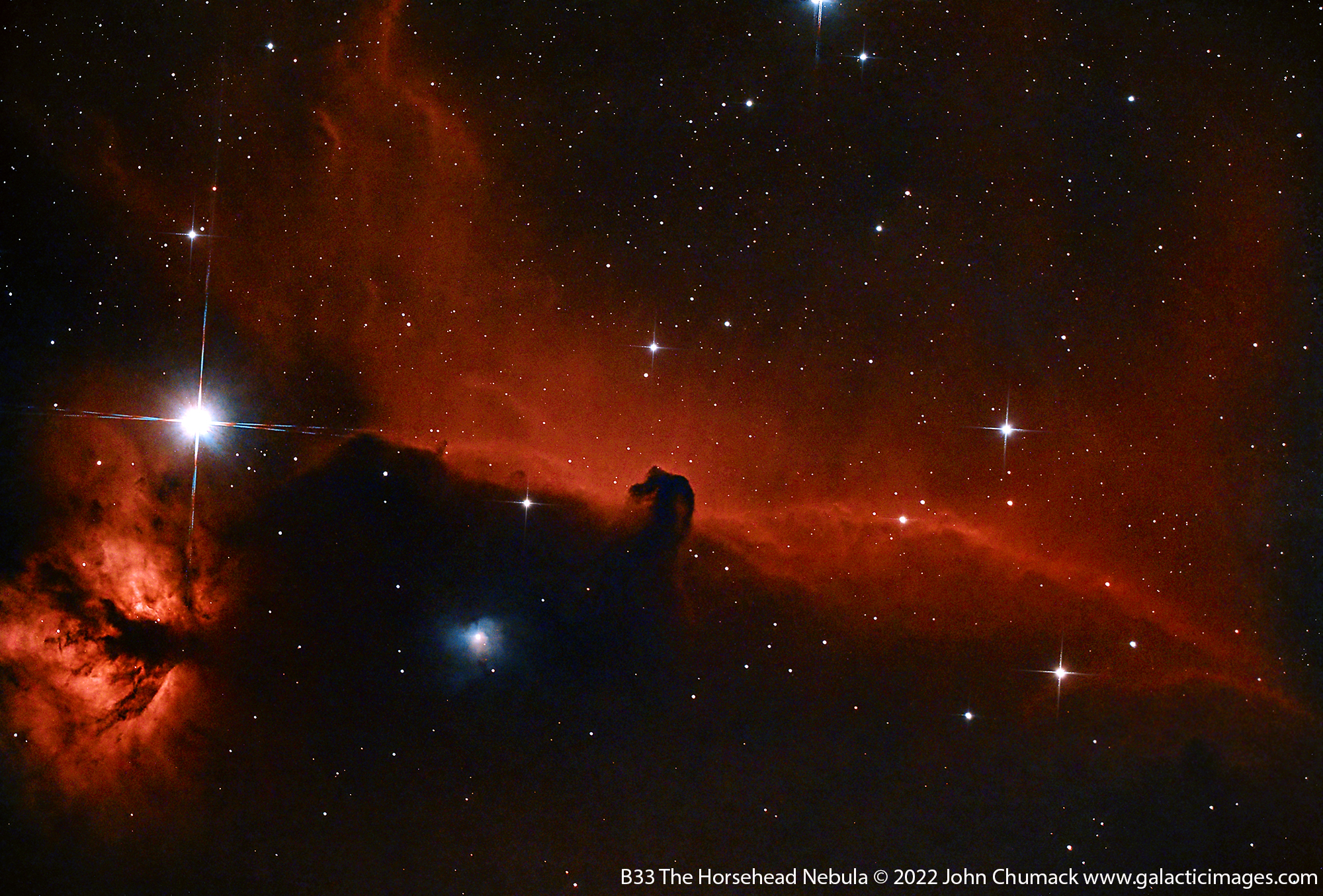 The Horsehead Nebula (also known as Barnard 33) in Orion