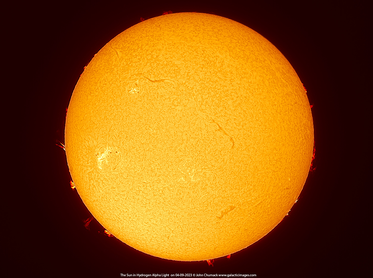 The Full Disk Sun in Hydrogen Alpha Light on 04-09-2023