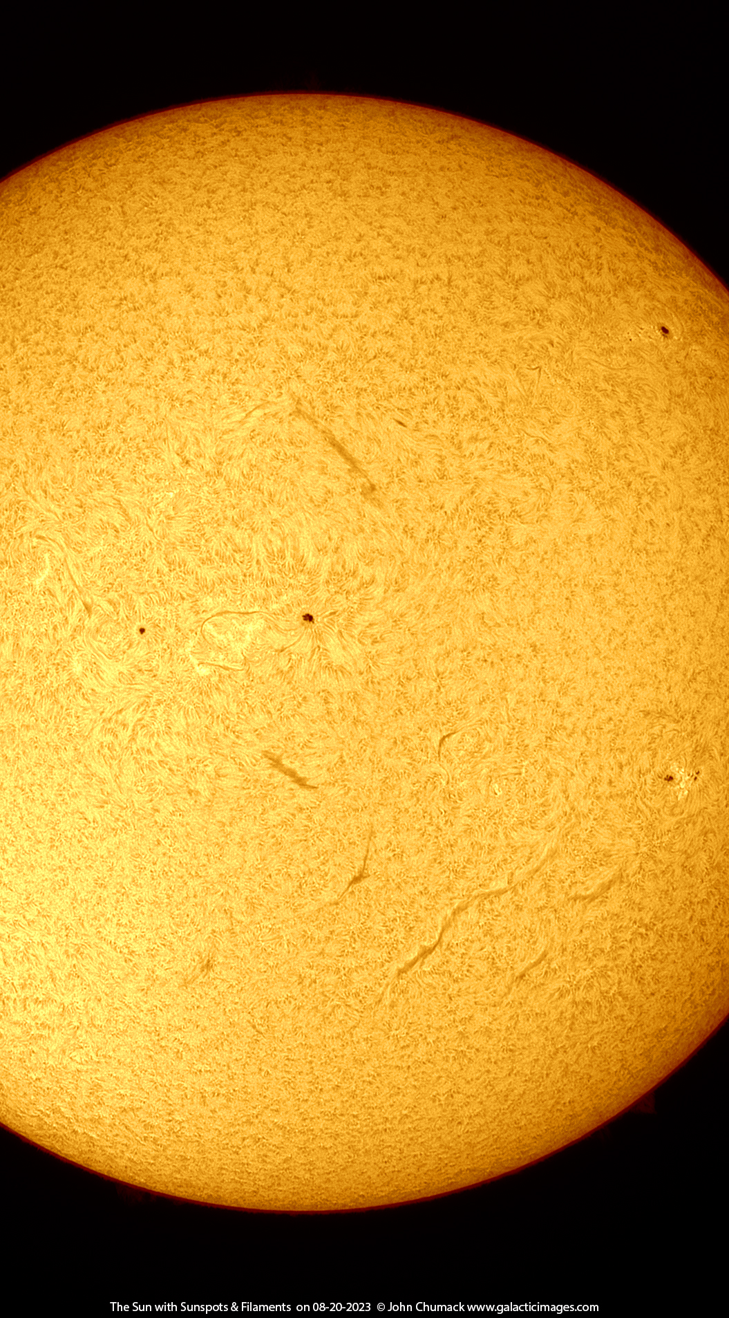 The Sun with Sunspots & filaments, A Close-up on 08-20-2023