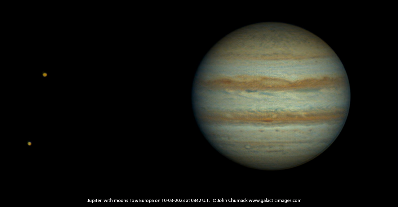 Jupiter with moons Io & Europa on 10-03-2023