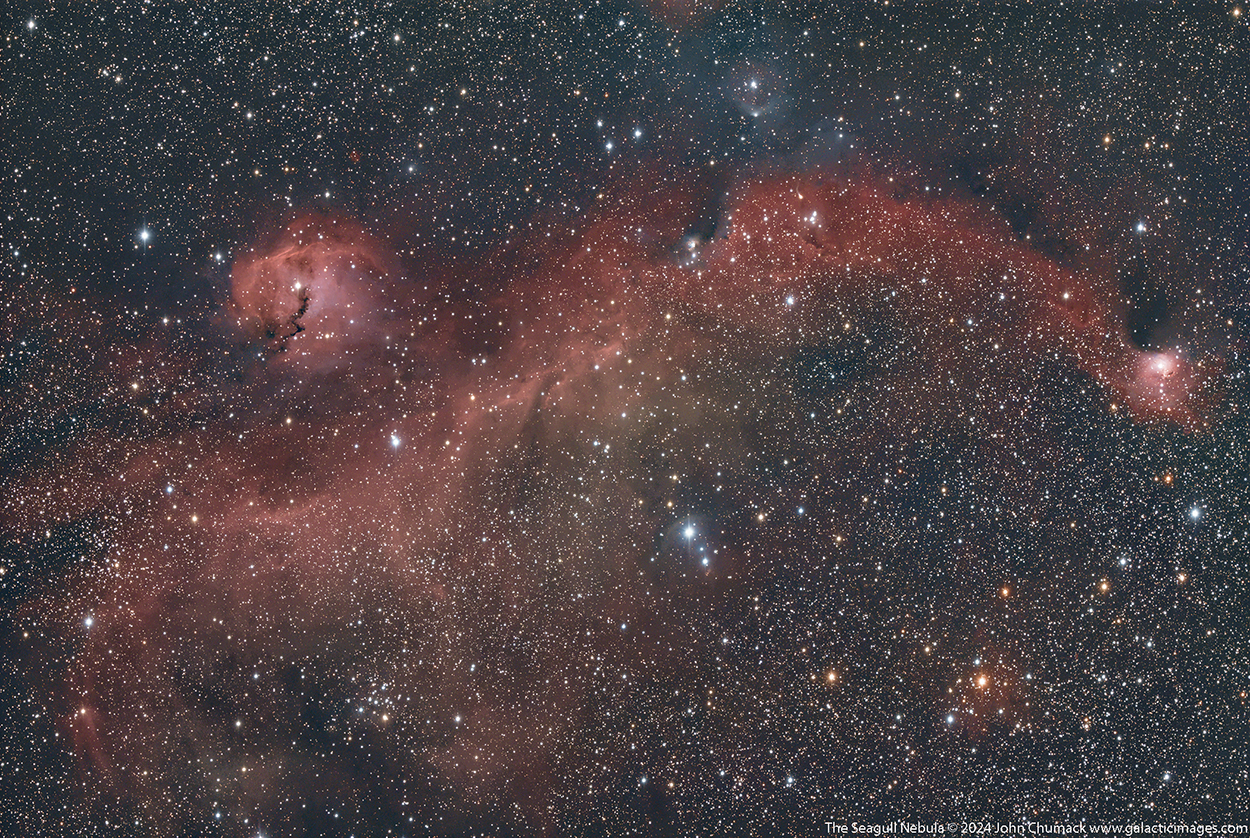 The Seagull Nebula - IC2177 with open clusters NGC 2335 and NGC 2343