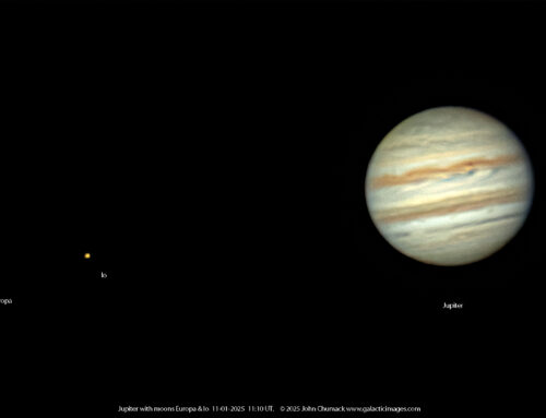 Jupiter with moons Io and Europa on 11-01-2025 @ 11:10 UT.