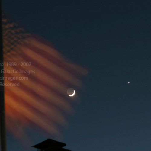 Flag, Moon, and Venus Photos
